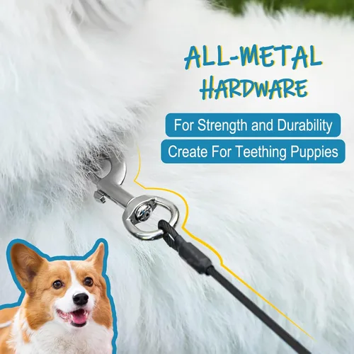 Miniatura 5 de Correa para perro a prueba de masticación Mi Metty, correa de cable metálico de 6 pies, correa resistente hecha de cuerda de alambre recubierta