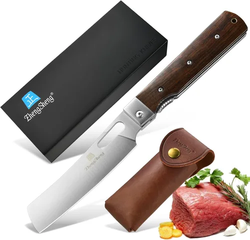 Miniatura 10 de ZhengSheng Cuchillo de Chef Plegable 4.8" Hoja de Acero Inoxidable 440A Afilada Mango de Madera Cuchillo de Cocina Plegable de Bolsillo Estilo #2