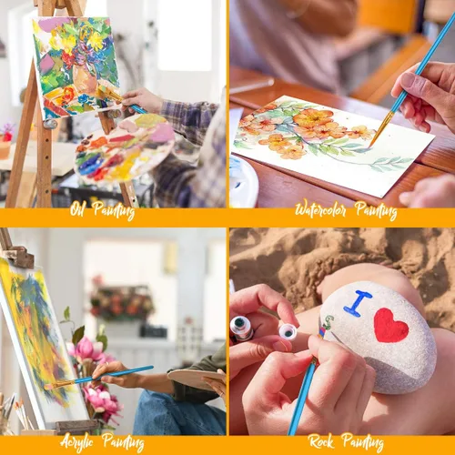 Miniatura 6 de Soucolor - Juego de pinceles para pintura acrílica, 20 unidades, punta redonda y puntiaguda, pinceles de artista para acrílico, óleo, acuarela