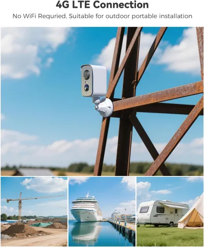 Miniatura 4 de COCOCAM 4G Cámara de seguridad celular magnética portátil inalámbrica, cámara 2K para interior/exterior para RV/camping/viajes, 300° panorámica