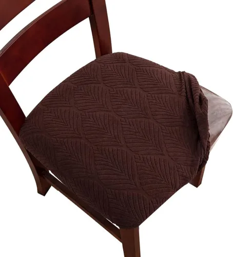 Genina Juego de 2 fundas impermeables para sillas de comedor, fundas de asiento elásticas de jacquard para sillas de comedor, fundas protectoras