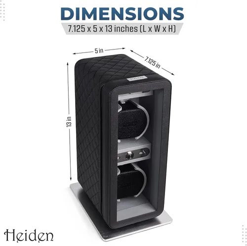 Miniatura 7 de Heiden Monaco - Bobinadora de reloj doble en cuero negro, funciona con pilas o adaptador de CA, 12 ajustes de programa, cuero vegano cosido