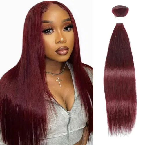 Miniatura 7 de REMY HAIR paquetes de cabello humano lacio 99J Borgoña paquetes 1 paquete 14 pulgadas 100% cabello humano