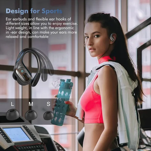 Miniatura 5 de sajawass Auriculares inalámbricos, auriculares Bluetooth deportivos, auriculares deportivos con 75 horas de reproducción, con pantalla