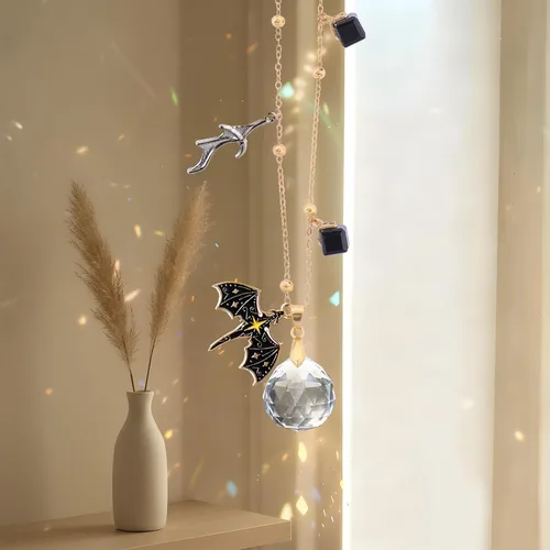 Miniatura 6 de Accesorios colgantes de dragón para espejo de automóvil, dije negro de autos de fantasía para espejos retrovisores, colgante de atrapasoles