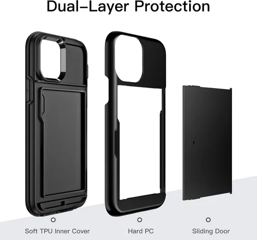 Miniatura 4 de JETech Funda tipo cartera para iPhone 12/12 Pro de 6.1 pulgadas con tarjetero, cubierta protectora a prueba de golpes de doble capa, ranura oculta