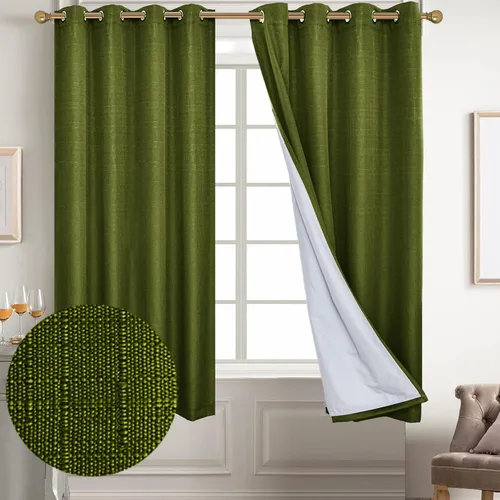 Miniatura 40 de Diraysid Cortinas 100% opacas de lino beige para dormitorio, con ojales, aislamiento térmico, cortinas de oscurecimiento de habitación
