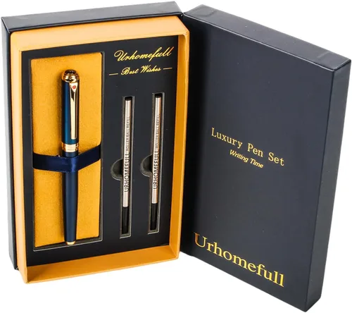 Miniatura 9 de Bolígrafo Rollerball de Lujo Impresionante con Ribete de Oro de 24K, Punta Suiza con Repuestos de Tinta Negra, Juego de Bolígrafo Perfecto como