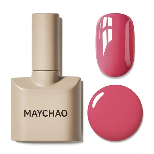 Miniatura 103 de MAYCHAO Esmalte de uñas de gel rosa intenso de 0.5 onzas líquidas, 1 unidad de esmalte de gel rosa brillante, esmalte de uñas que se absorbe con luz