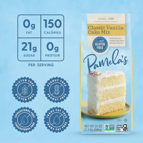 Miniatura 3 de Pamela's Products Mezcla de pastel sin gluten, vainilla clásica bolsas de 21 onzas (paquete de 6)