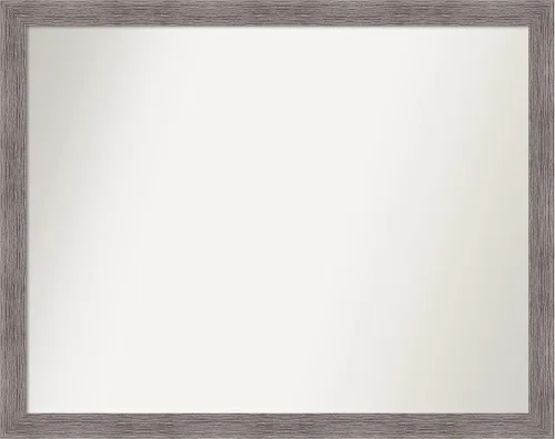 Amanti Art Espejo de baño gris para sobre el fregadero, 35 x 44 pulgadas, espejo de tocador rectangular estrecho gris con tablones de rayas, marco
