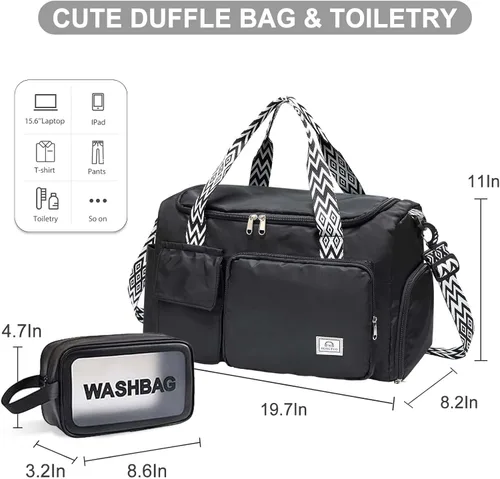 Miniatura 300 de Pequeña bolsa de gimnasio para mujer, bolsa de viaje con compartimento para zapatos