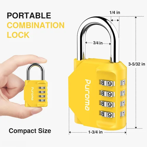 Miniatura 5 de Puroma Paquete de 2 Candado de Combinación para Casillero de 4 Dígitos al Aire Libre Impermeable para Escuela, Gimnasio, Deportes, Cerca, Caja