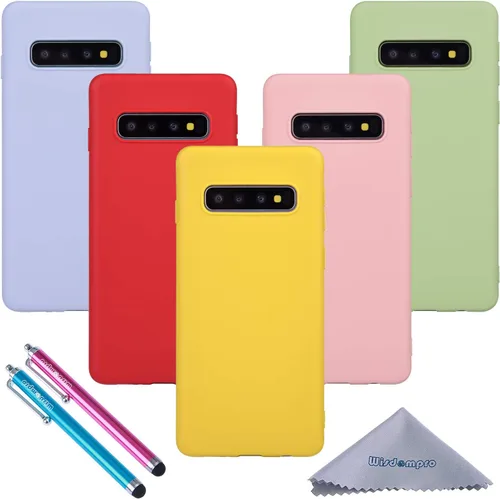 Wisdompro Funda para Galaxy S10+, paquete de 5 unidades de funda protectora de gel de TPU suave y delgada extra fina para Samsung Galaxy S10+ Plus