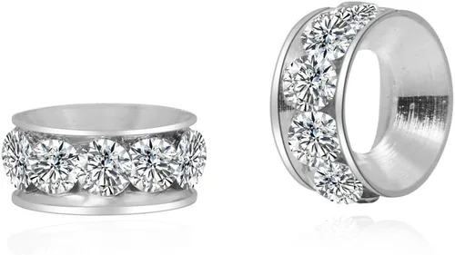 50 cuentas sueltas de diamantes de imitación de cristal de grado A de Adabele de 0.315 pulgadas (agujero grande de 0.138 pulgadas) chapadas en plata
