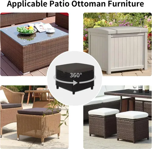 Miniatura 5 de Easy-Going Funda otomana para exteriores, funda impermeable para otomana de patio, funda resistente para muebles de exterior con asas acolchadas