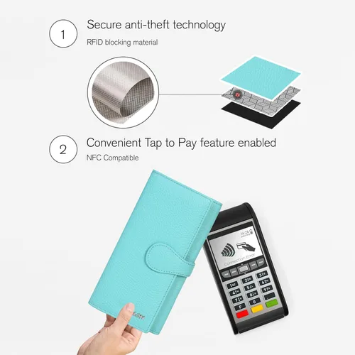 Miniatura 5 de Carteras de piel con bloqueo RFID, para cheques, con 11 ranuras para tarjetas, para mujer, cartera Rfid
