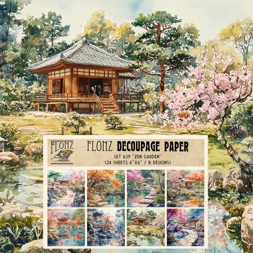 Miniatura 3 de Decoupage - Paquete de papel (24 hojas de 6 x 6 pulgadas), místico bosque nevado ~ árboles estilizados en colores profundos de invierno, cielos