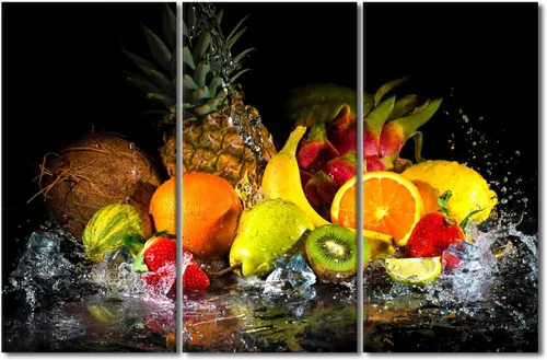 Miniatura 8 de Arte de pared con frutas y verduras, surtido de frutas y verduras frescas, lienzo, pósteres de pintura de frutas y verduras, decoración de pared, 3