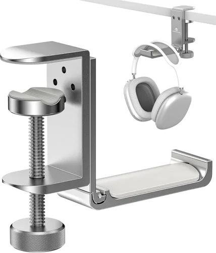 Miniatura 10 de Nuevo soporte plegable para auriculares con gancho de aluminio para auriculares con barra de sonido, soporte para auriculares con abrazadera, gancho
