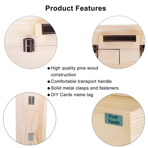 Miniatura 2 de Vencer Caja de recuerdos de bebé, caja de recuerdos de madera para recién nacidos y organizador de memoria con etiqueta escrita a mano para baby