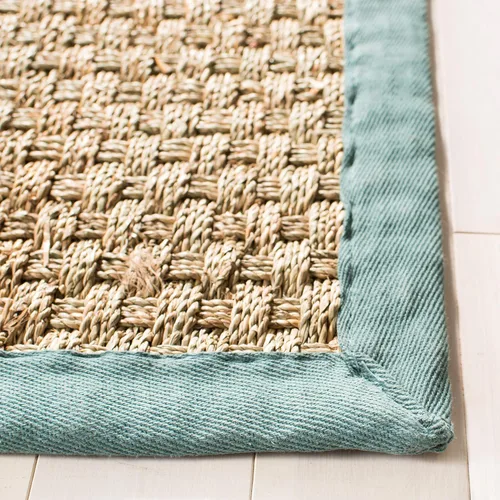 Miniatura 6 de SAFAVIEH Alfombra de Área 8x10 - Colección de Fibra Natural - Grande - Natural y Azul Claro, Hierba Marina, Patrón de Tejido de Canasta (NF114M)