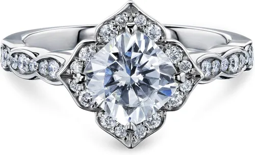 Miniatura 5 de Kobelli Anillo de compromiso con halo floral de moissanita (G-H) de 1 13 CTW - Múltiples opciones de oro