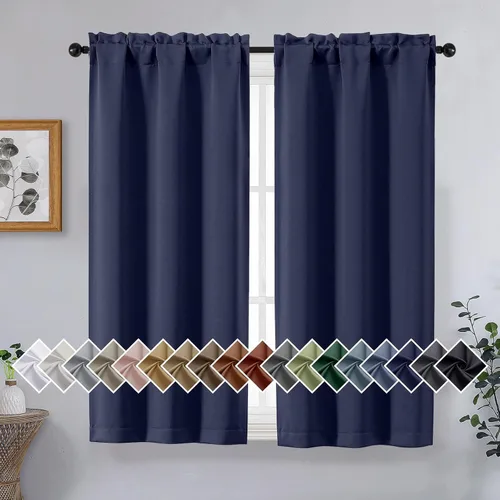 Miniatura 111 de OVZME Cortinas opacas turquesa para tratamiento de ventanas pequeñas, cortinas cortas con bloqueo de luz para ventana de cocina sobre el fregadero