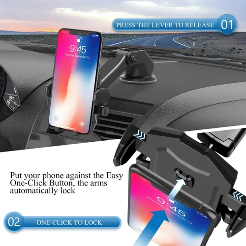 Miniatura 3 de Manords - Soporte para coche para parabrisas de tablero compatible con todos los teléfonos celulares iPhone y Android, color negro