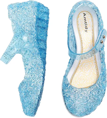 Amtidy - Zapatos bajos tipo princesa inspirados en disfraces de Frozen, Elsa y reina de nieve, para niñas, sandalias para cumpleaños