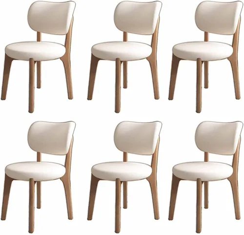 Miniatura 40 de Juego de 2 sillas de comedor tapizadas de cuero suave, sillas de comedor de madera maciza, con asiento acolchado y patas de madera para cocina, sala