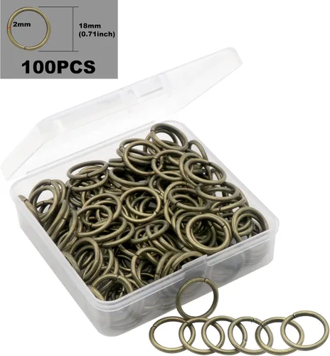 Miniatura 2 de 100 anillos de salto abiertos de 0.71 pulgadas, conectores de joyería de bronce para hallazgos de joyería, suministros de fabricación, pulseras
