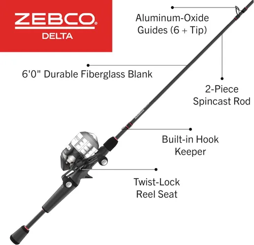 Miniatura 2 de Zebco Delta Spincast - Combo de carrete y caña de pescar, embrague instantáneo antirretroceso, recuperación cambiable a la derecha o izquierda