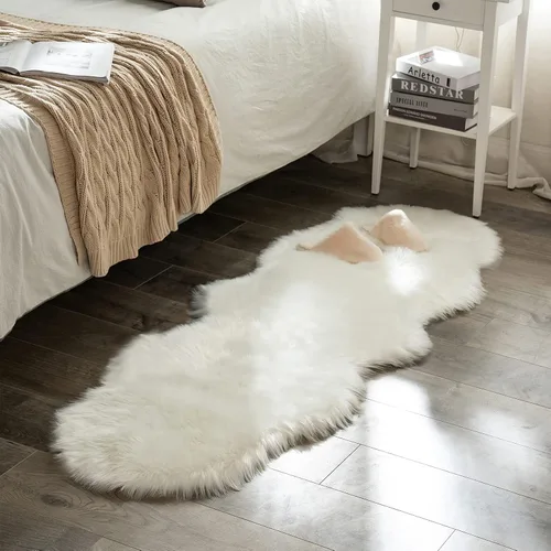 Miniatura 17 de MIULEE Alfombra de Piel de Oveja Sintética de 3 x 5 Pies, Alfombras de Área Mullidas de Lujo - Alfombra Decorativa Shag Súper Suave para Dormitorio