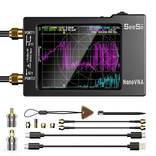 Miniatura 11 de SEESII Analizador de Red Vectorial Nanovna-H, HW3.6 Actualizado 10KHz-1.5GHz MF HF VHF UHF Analizador de Antena, Medición de Parámetros S, Relación