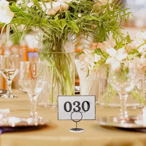 Miniatura 6 de 30 piezas de soportes para números de mesa con base, soportes para tarjetas de lugar, soportes de alambre para fotos, soportes pequeños