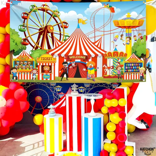Miniatura 7 de KatchOn, Fondo de carnaval extragrande para juegos de carnaval - 72 x 44 pulgadas Decoraciones de fiesta temática de carnaval Decoraciones