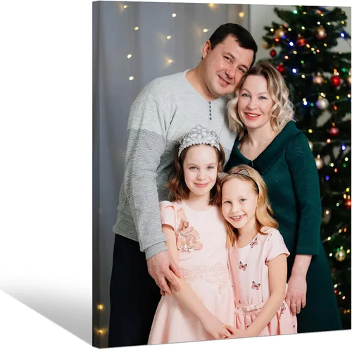 Miniatura 12 de GagetElec Foto personalizada al lienzo, impresiones en lienzo personalizadas con tus fotos (6 x 8 pulgadas enmarcadas), regalos de Navidad