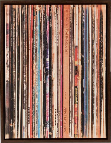 Kate and Laurel Sylvie - Fundas de álbum de vinilo enmarcadas en lienzo para pared, por Robert Cadloff, 18 x 24 pulgadas, marrón nogal