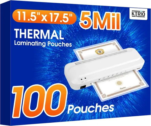 Miniatura 10 de KTRIO Paquete de 25 hojas de laminación, capacidad para hojas de 11 x 17 pulgadas, bolsas de laminación térmica de 5 mil, hojas laminadas de 11.5 x