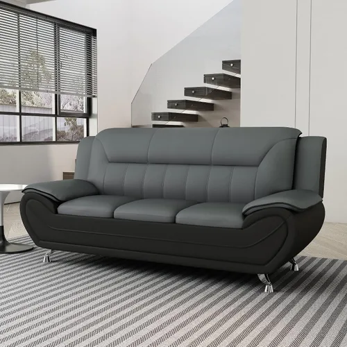 Miniatura 10 de Container Furniture - Silla de piel sintética de estilo moderno, sofá biplaza y sofá con reposabrazos en la parte superior de almohada extra