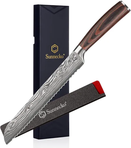 Miniatura 10 de Cuchillo Nakiri Sunnecko de 7 pulgadas, cuchillo de cocina de acero inoxidable de alto carbono, cuchillos de cocina súper afilados con funda y caja