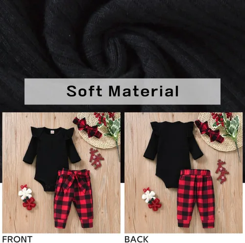 Miniatura 224 de Aalizzwell Conjunto de mameluco acanalado para bebé recién nacido prematuro para otoño e invierno