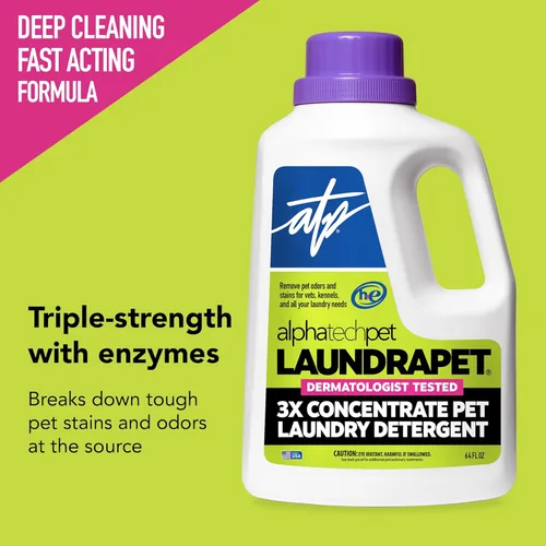 Miniatura 2 de LaundraPet - Detergente para ropa de alta calidad 3X Strength con limpiador enzimático, 64 onzas (96 lavados), eliminador de manchas y olores