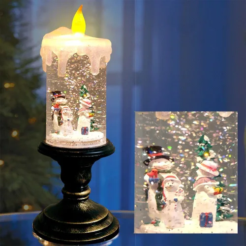 Miniatura 3 de Eldnacele Velas de Globo de Nieve de Halloween Lámpara Iluminada, Operada con Batería Vela Giratoria Espeluznante de Tornado de Agua Brillante Sin