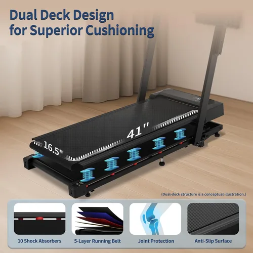 Miniatura 6 de Caminadora 4 en 1 con control remoto inclinado compacto 3.0HP plegable debajo del escritorio para oficina en casa, fitness, capacidad de 300 libras
