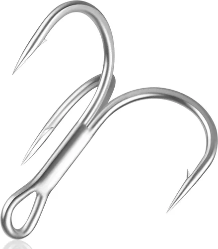 Miniatura 8 de Treble Fishing Hooks, 110pcs Super Sharp Triple Fish Hook Classic Round Bend High Carbon Steel Treble Hooks Barbed for Catfish Bass Trout Freshwater