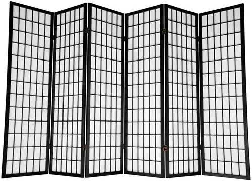 Miniatura 8 de Divisor de habitación de estilo tradicional (negro, 3 paneles)