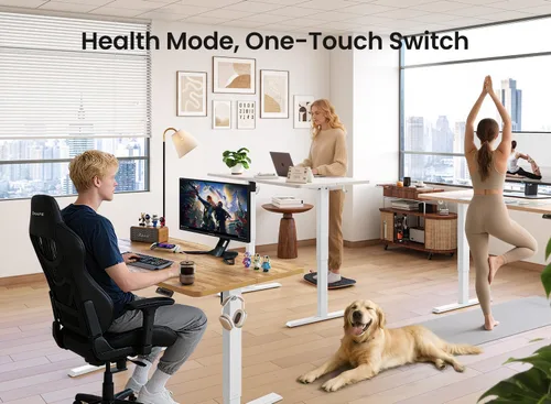 Miniatura 5 de BANTI Escritorio de pie de 48 × 24 pulgadas, ergonómico, altura eléctrica ajustable, para sentarse y ponerse de pie, escritorio de oficina para Arce