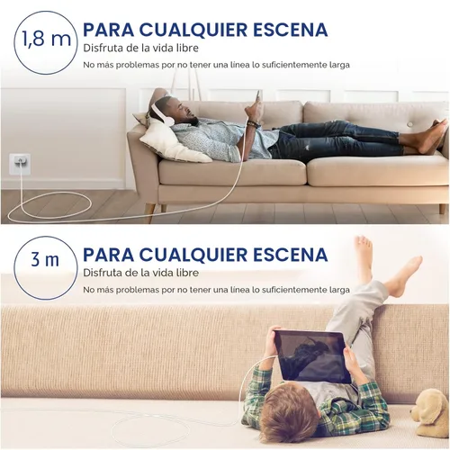 Miniatura 7 de Cargador de iPhone de carga rápida, paquete de 2 bloques de carga de pared tipo C con 2 unidades [6 pies y 10 pies] cable USB C a Lightning